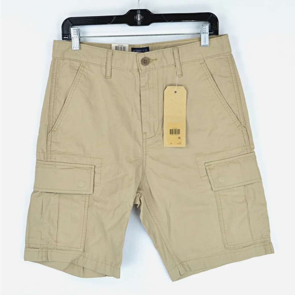 Levis Carrier Cargo Utility Pockets Shorts Flat Front Khaki Beige